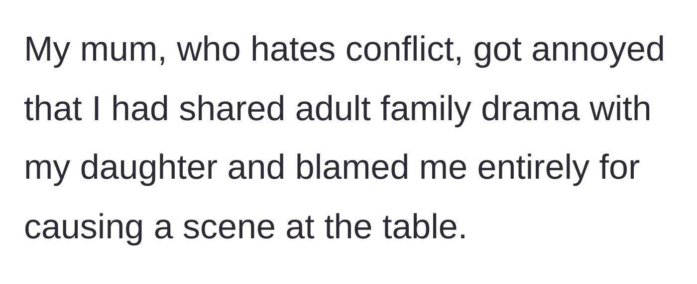 Story part 7 - The narrator's mother gets angry and blames the narrator for the public scene.