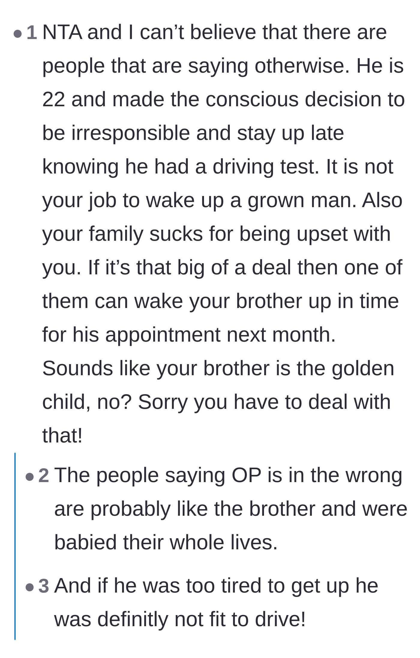 Comment thread 3 - Users calling out the family's toxic dynamic and labeling the brother as the classic golden child.