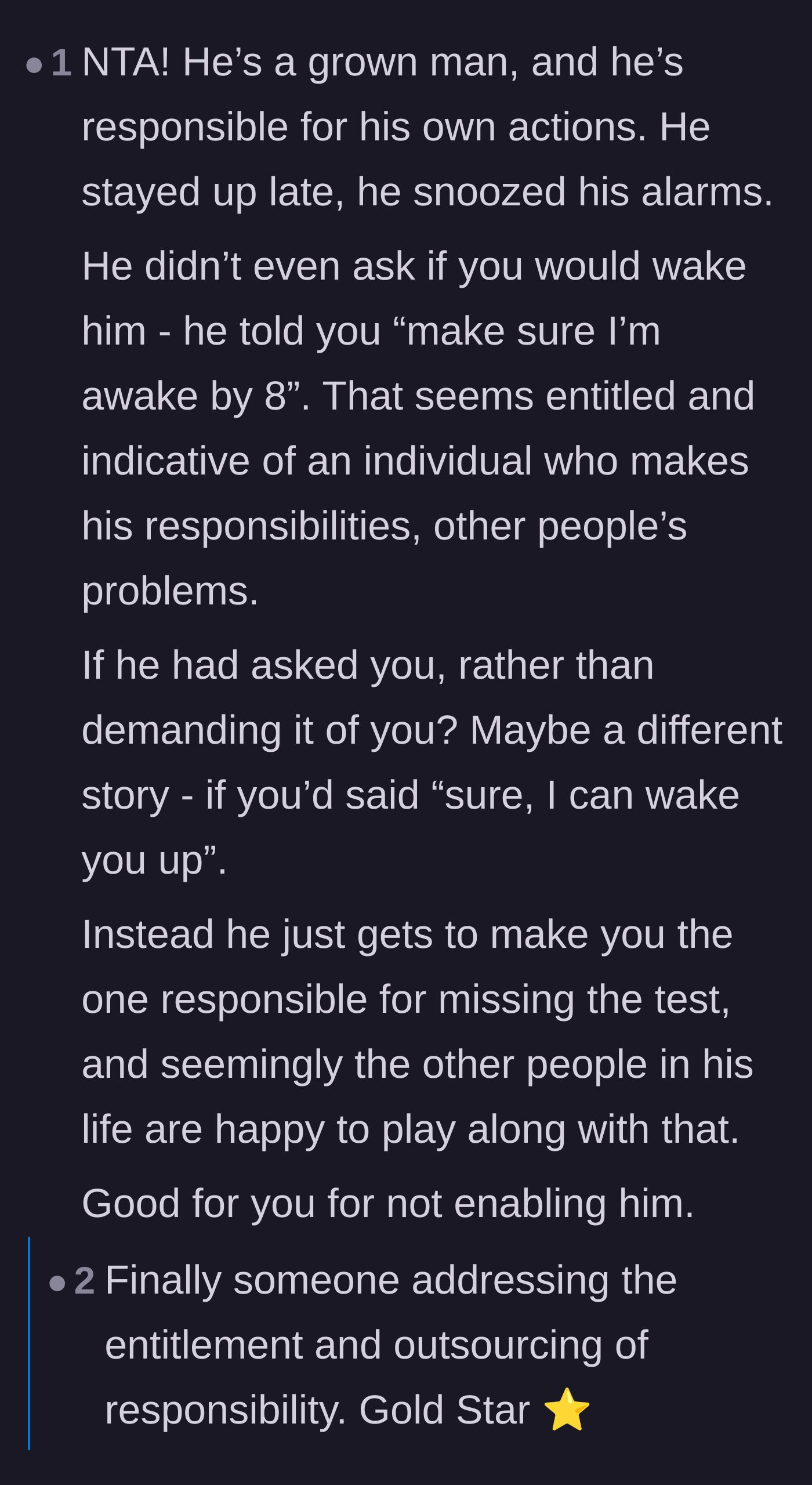 Comment thread 5 - A breakdown of the brother's demanding tone and his habit of outsourcing his own life responsibilities.