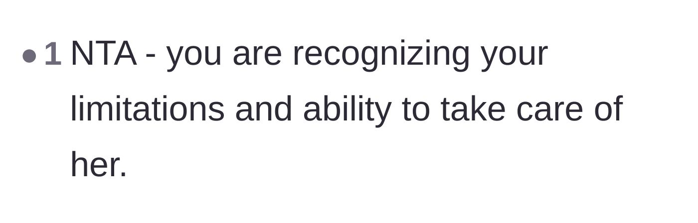 Comment thread 2 - A user praising the main character for recognizing his own caregiving limitations.