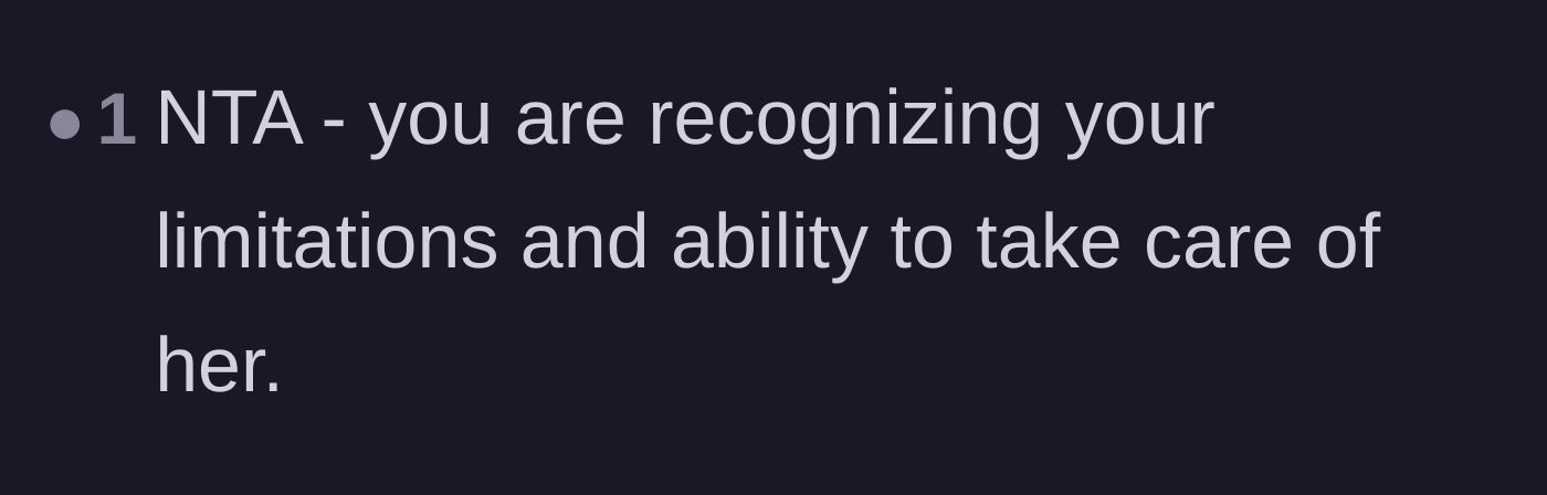 Comment thread 2 - A user praising the main character for recognizing his own caregiving limitations.