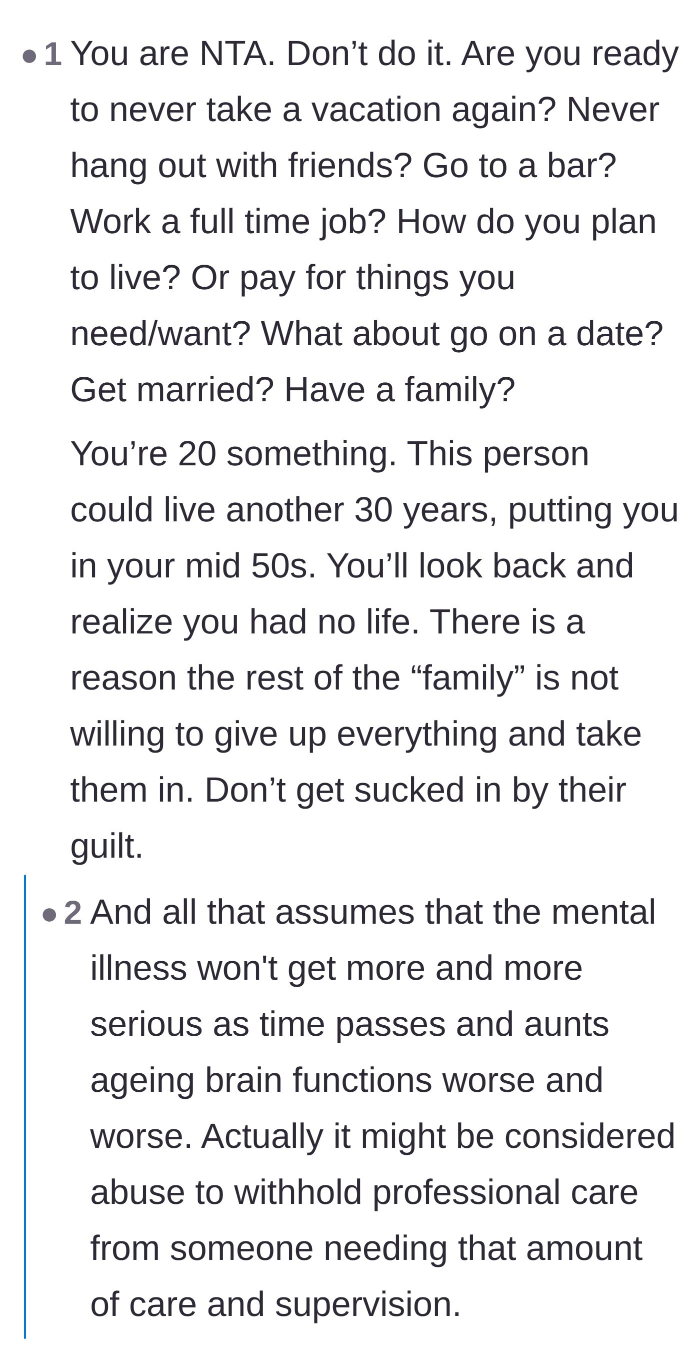 Comment thread 5 - Users detailing the massive loss of life experiences and potential medical negligence of taking in the relative.