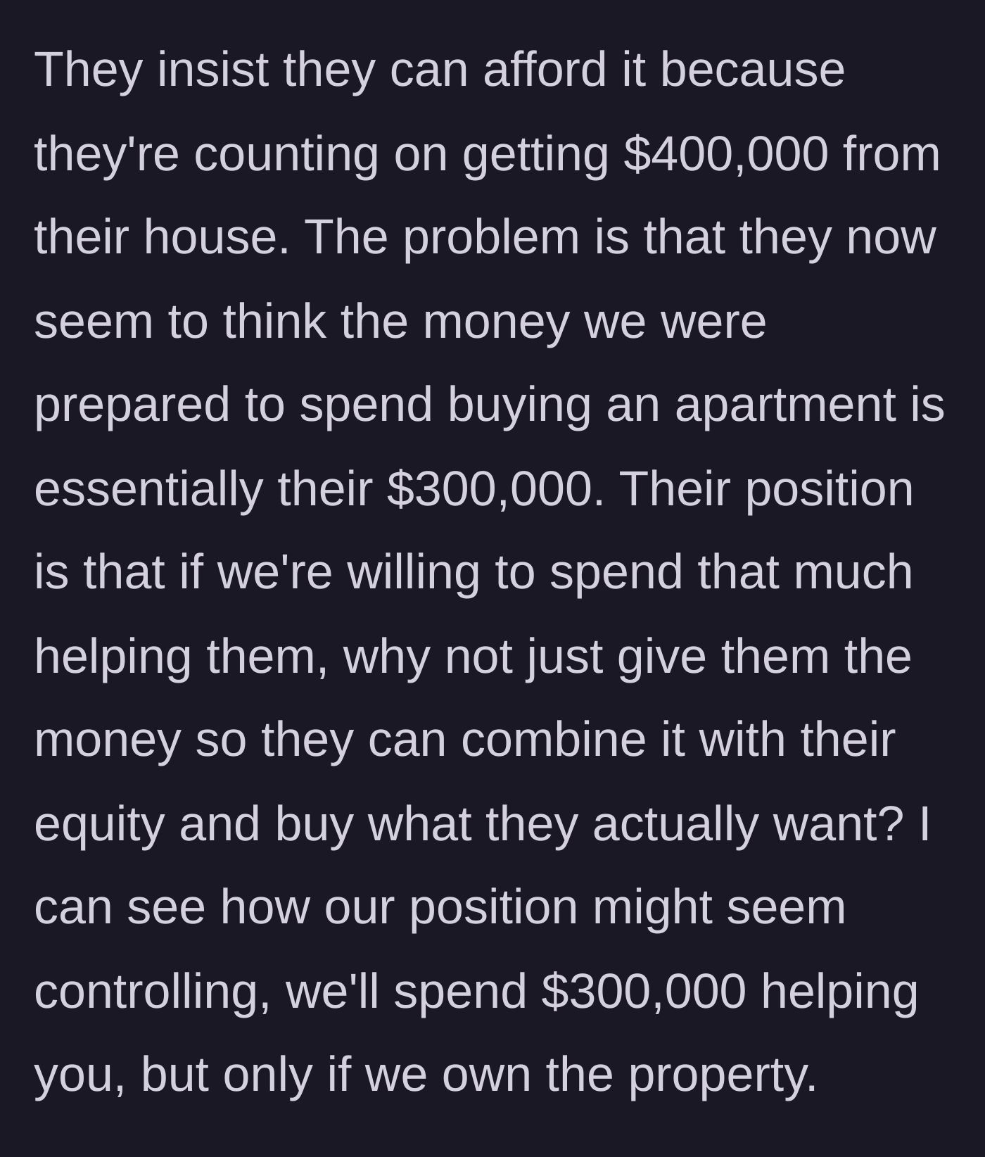 Story part 5 - A confused main character looking at their parents treating their investment fund like a personal piggy bank.