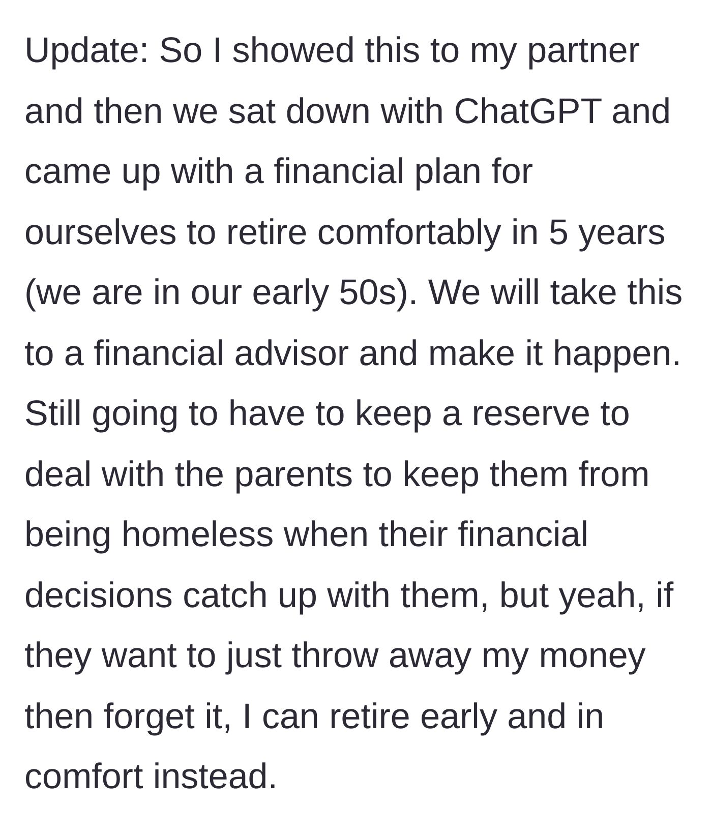 Story part 9 - A couple smiling confidently at a retirement plan generated with an advisor.