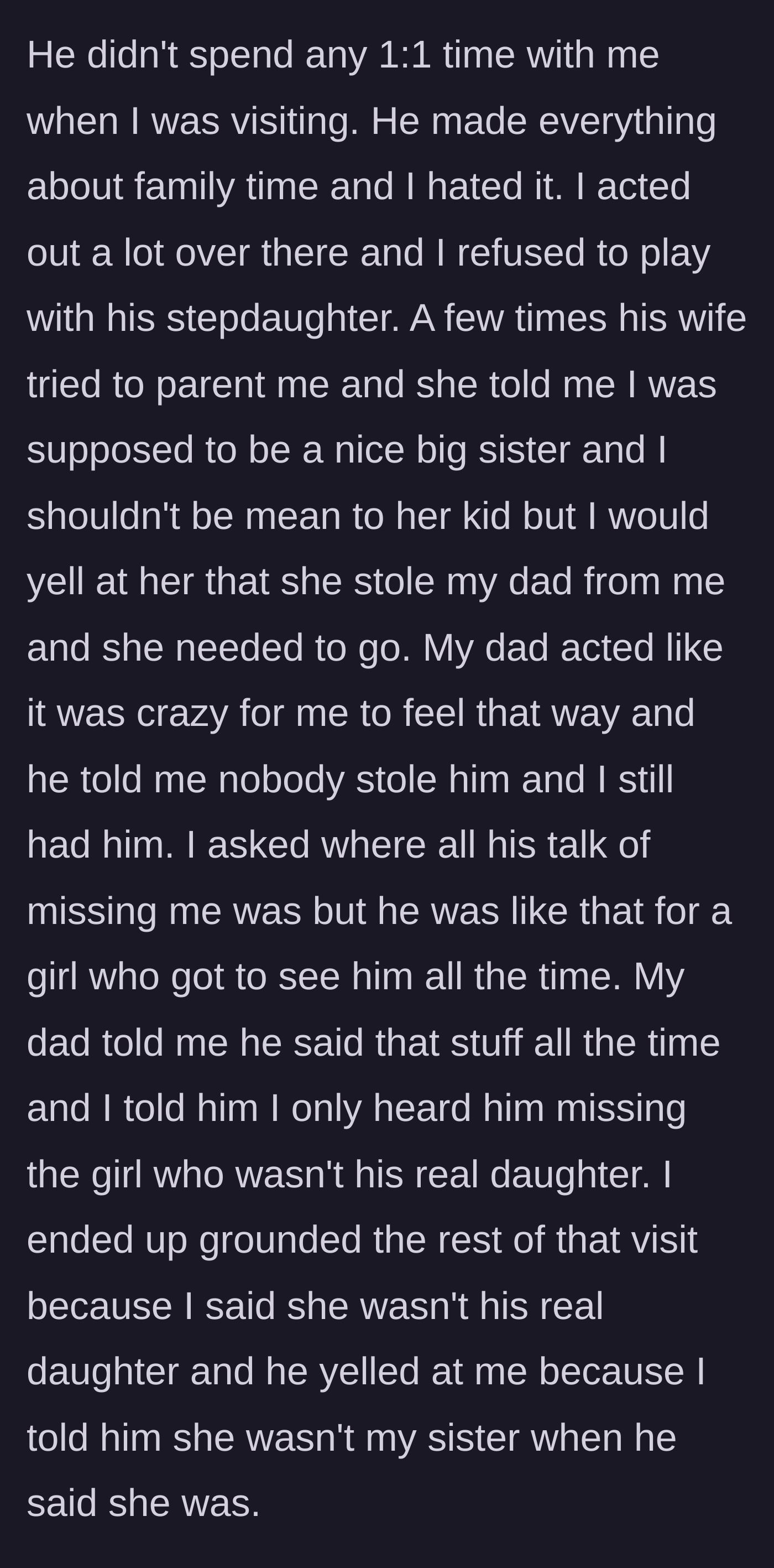 Story part 3 - A frustrated child yelling at her stepmother while her father scolds her.