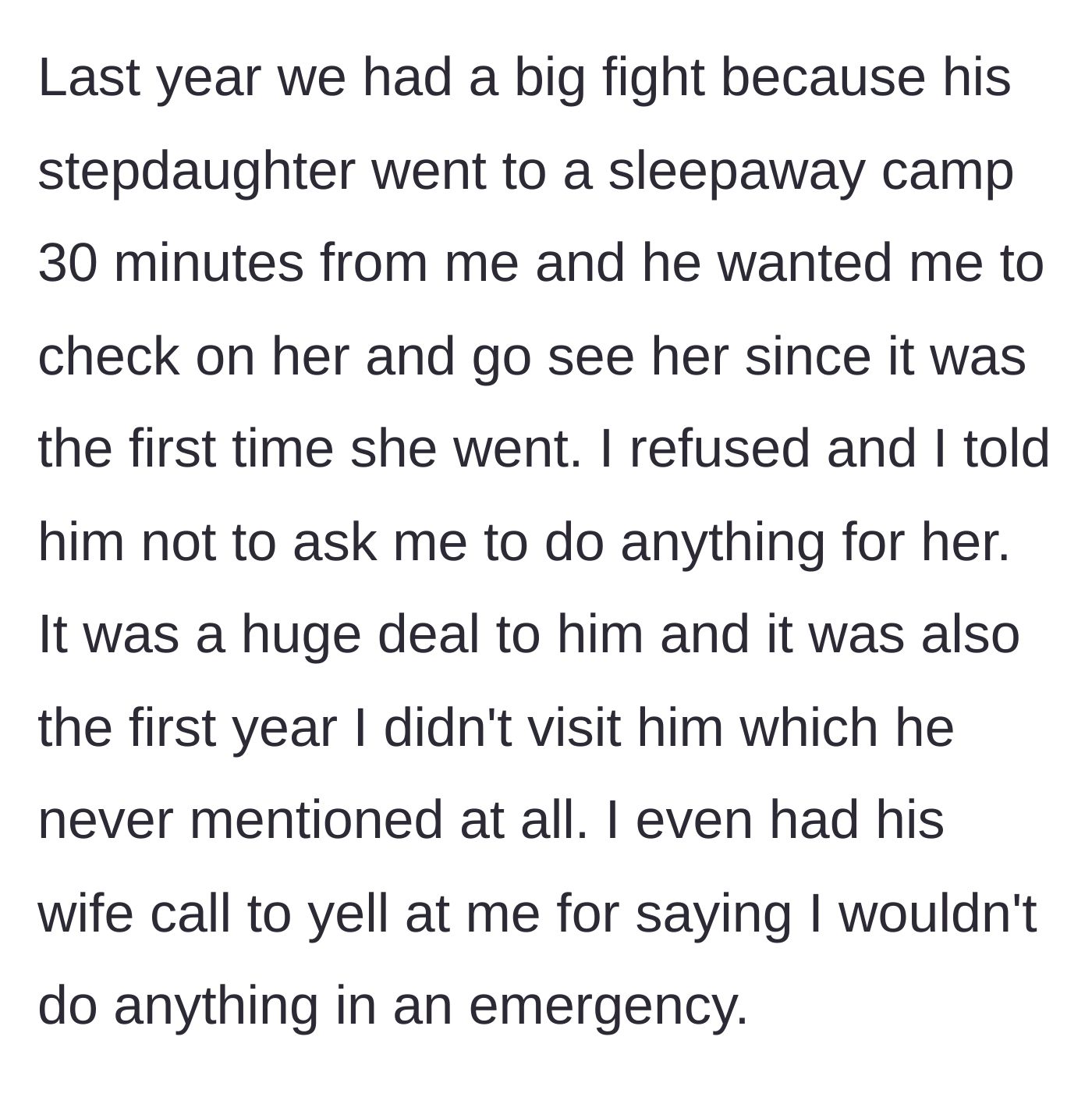 Story part 5 - A heated phone call where the teenager refuses to act as a babysitter for her stepsister.