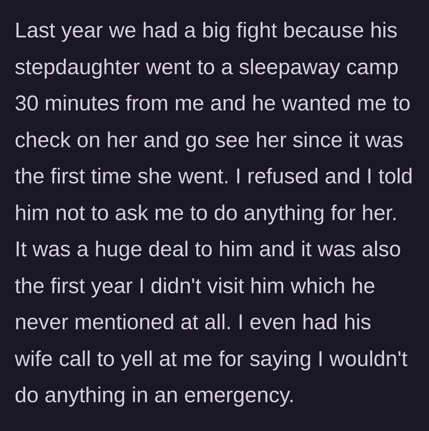 Story part 5 - A heated phone call where the teenager refuses to act as a babysitter for her stepsister.