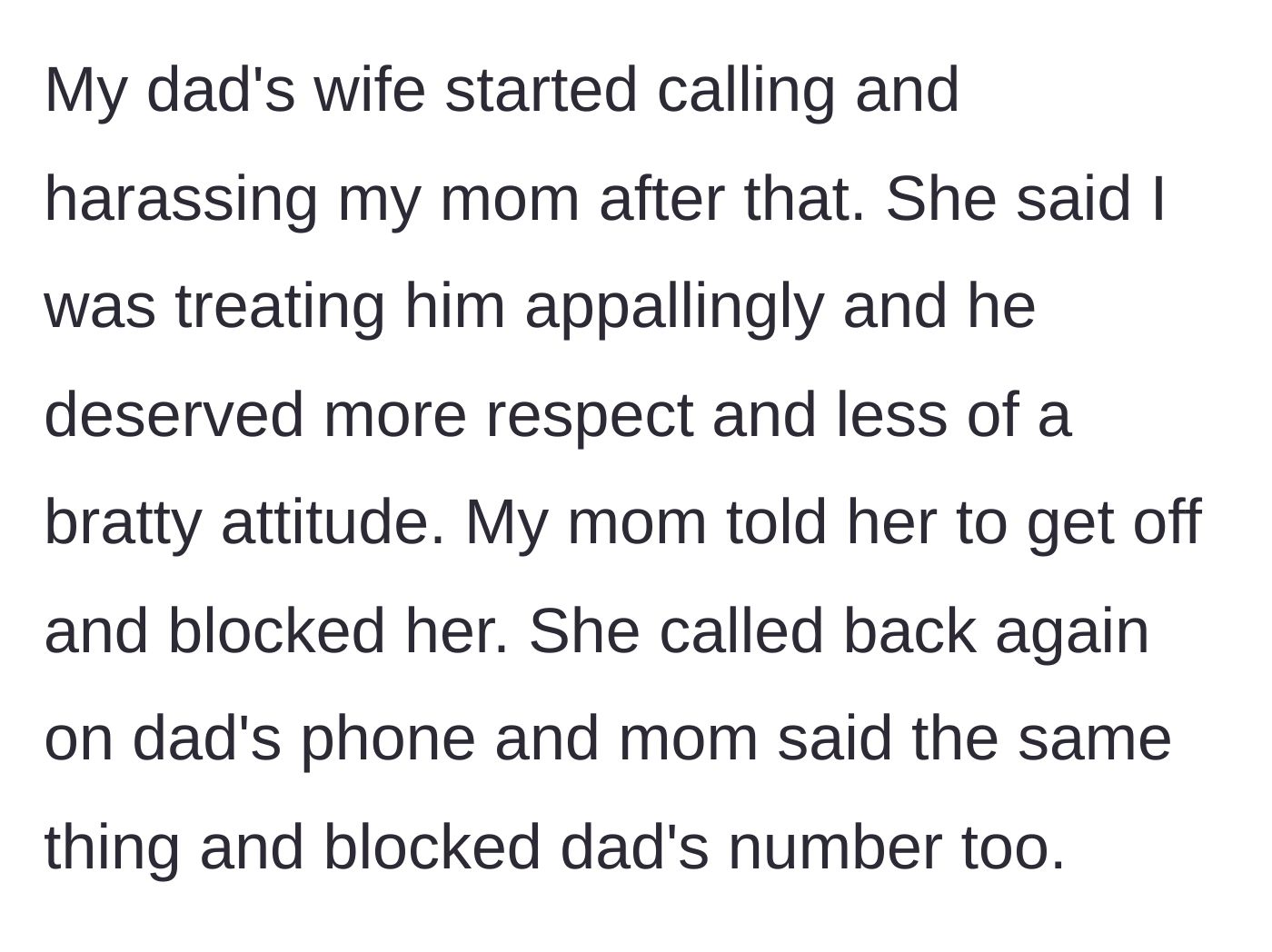Story part 8 - A protective mother blocking phone numbers on her cell phone after receiving harassing calls.