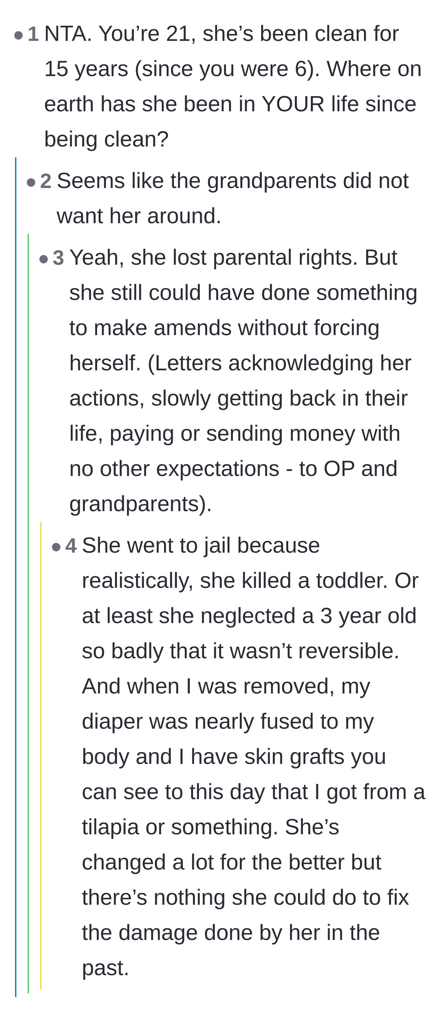 Comment thread 6 - The heartbreaking revelation from the author detailing the severe physical abuse and tragic neglect he suffered as a baby.