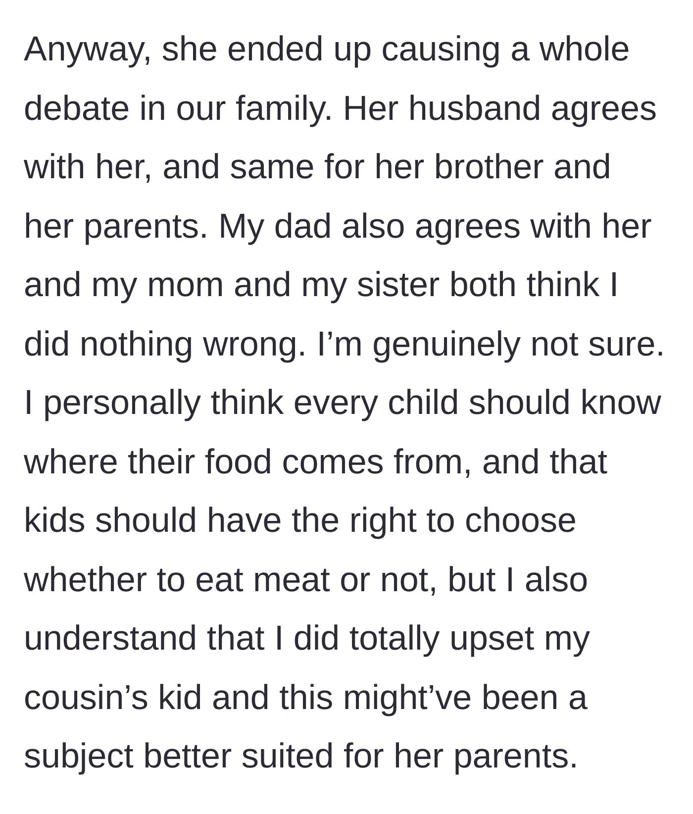 Story part 6 - The extended family arguing over the incident and taking sides.