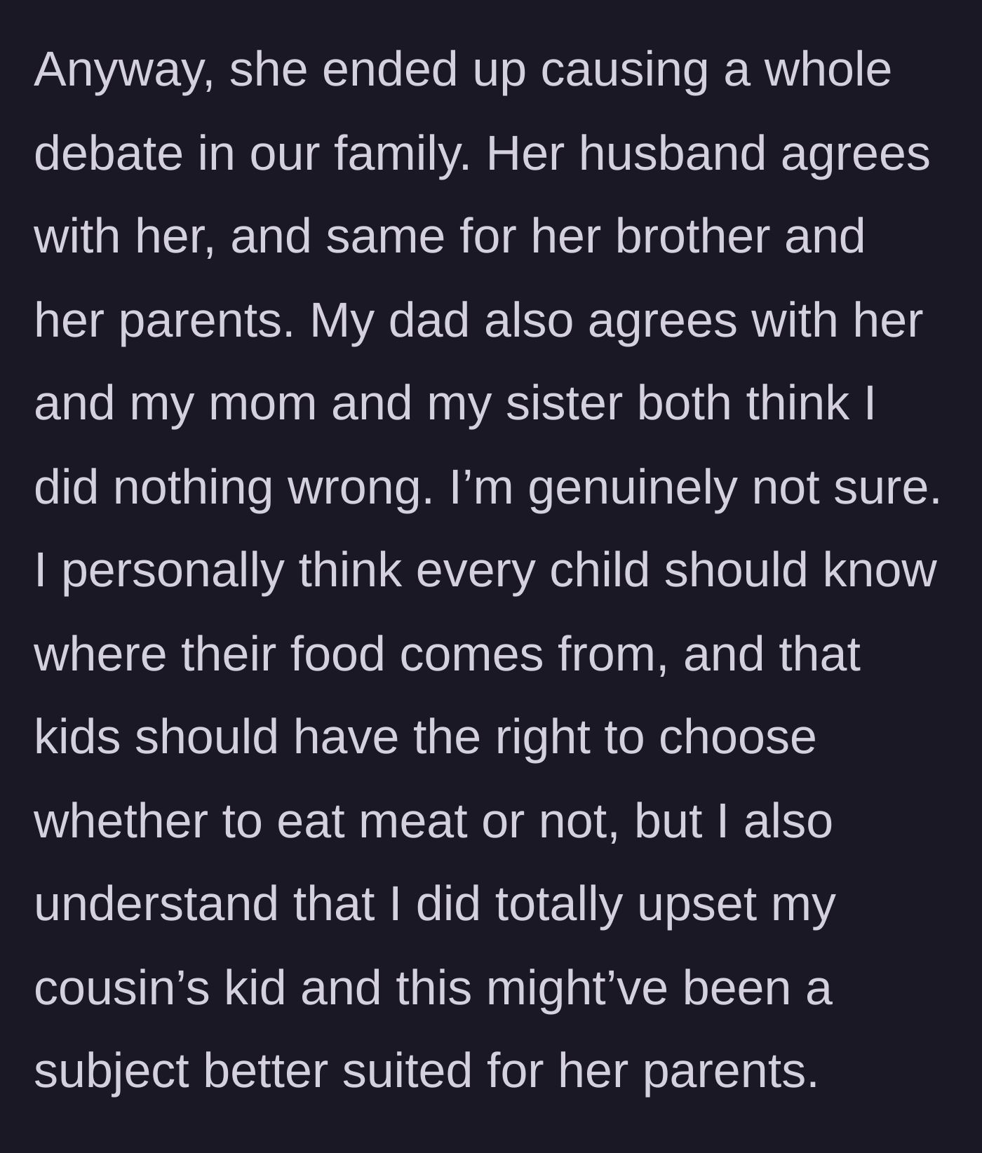 Story part 6 - The extended family arguing over the incident and taking sides.