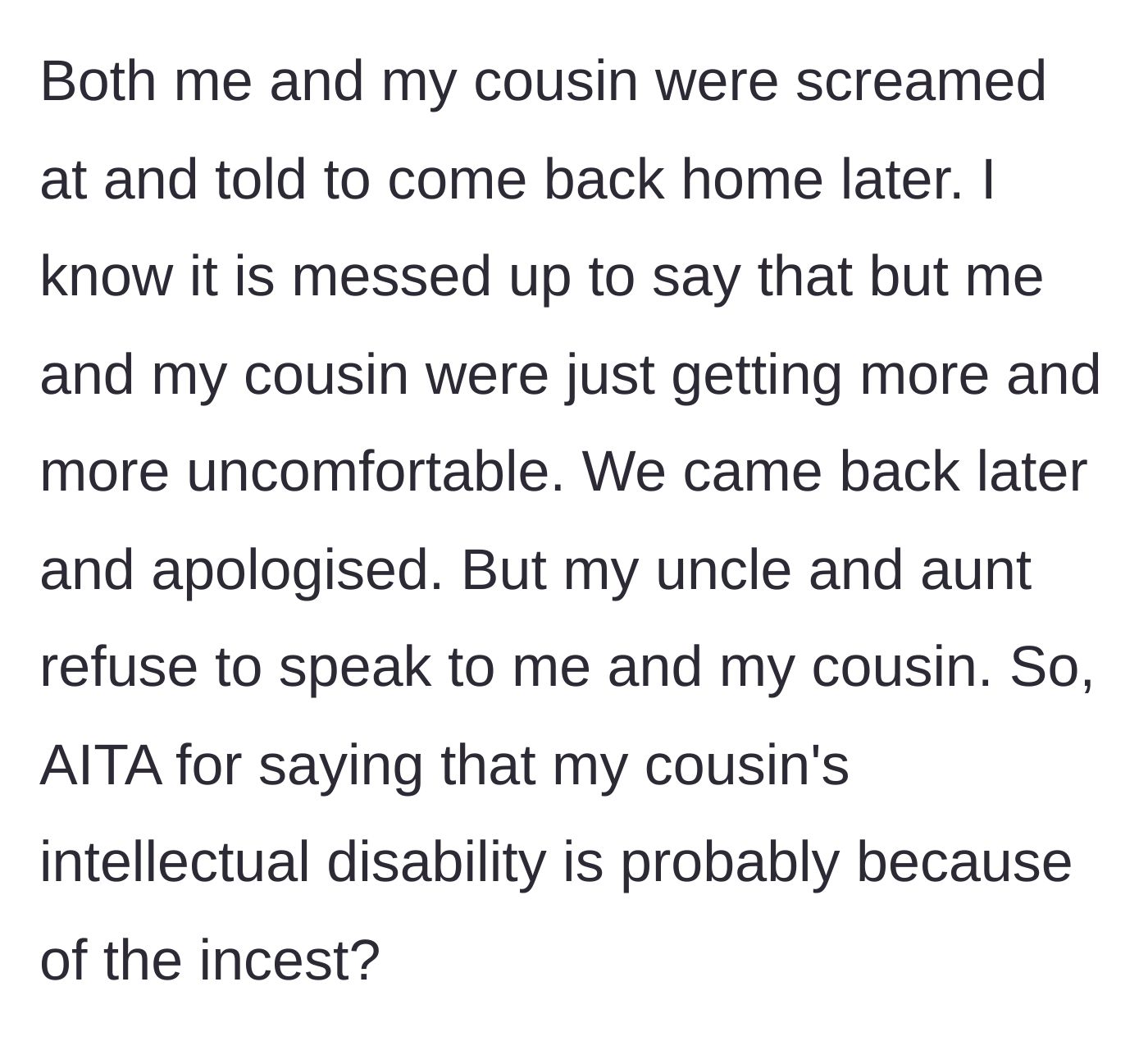 Story part 6 - Two young adults being yelled at by angry relatives and told to leave the house immediately.