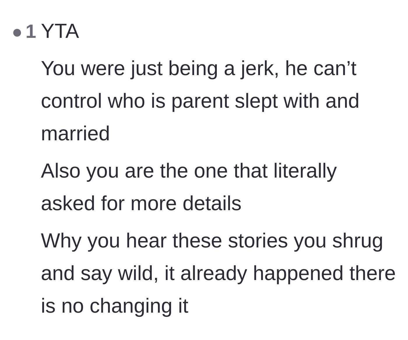 Comment thread 5 - A blunt reality check reminding the author that she was the one who asked for the messy details.