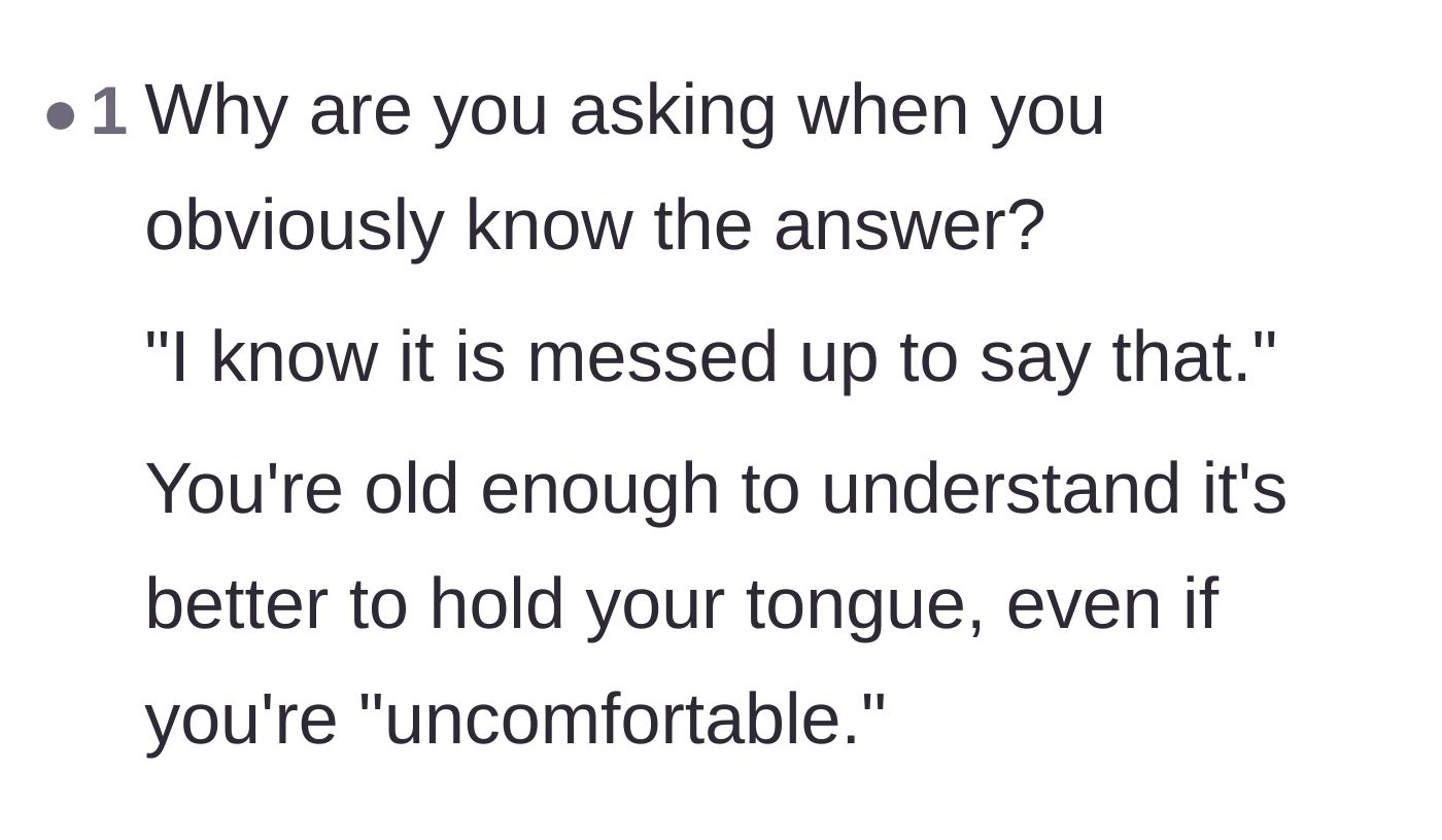 Comment thread 6 - A reader calling out the author for knowing her comment was out of line before she even posted.