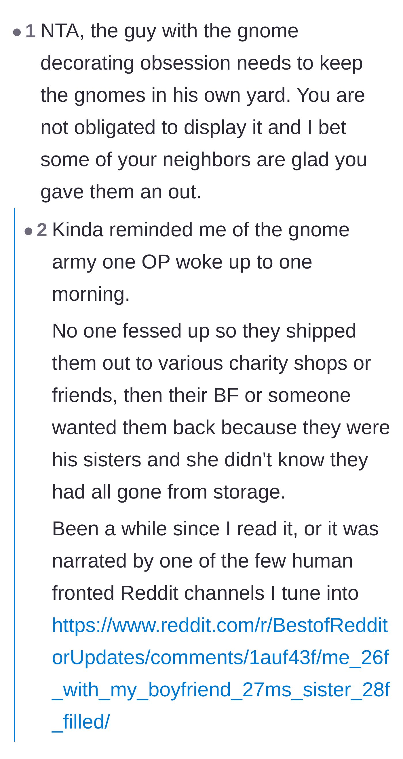 Comment thread 4 - Commending the author for giving neighbors permission to remove their gnomes and suggesting malicious compliance ideas.