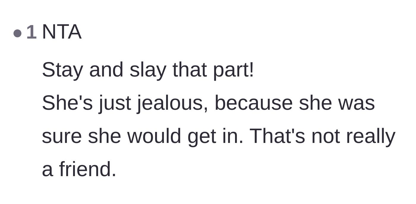 Comment thread 3 - Enthusiastically encouraging the main character to stay in the play and slay her new role.