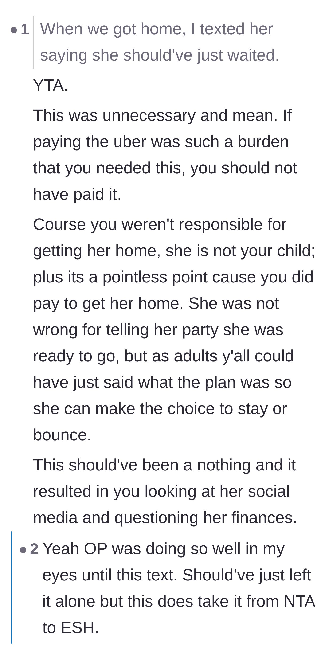 Comment thread 4 - A harsh critique calling the driver out for ruining their own good deed by starting an unnecessary fight