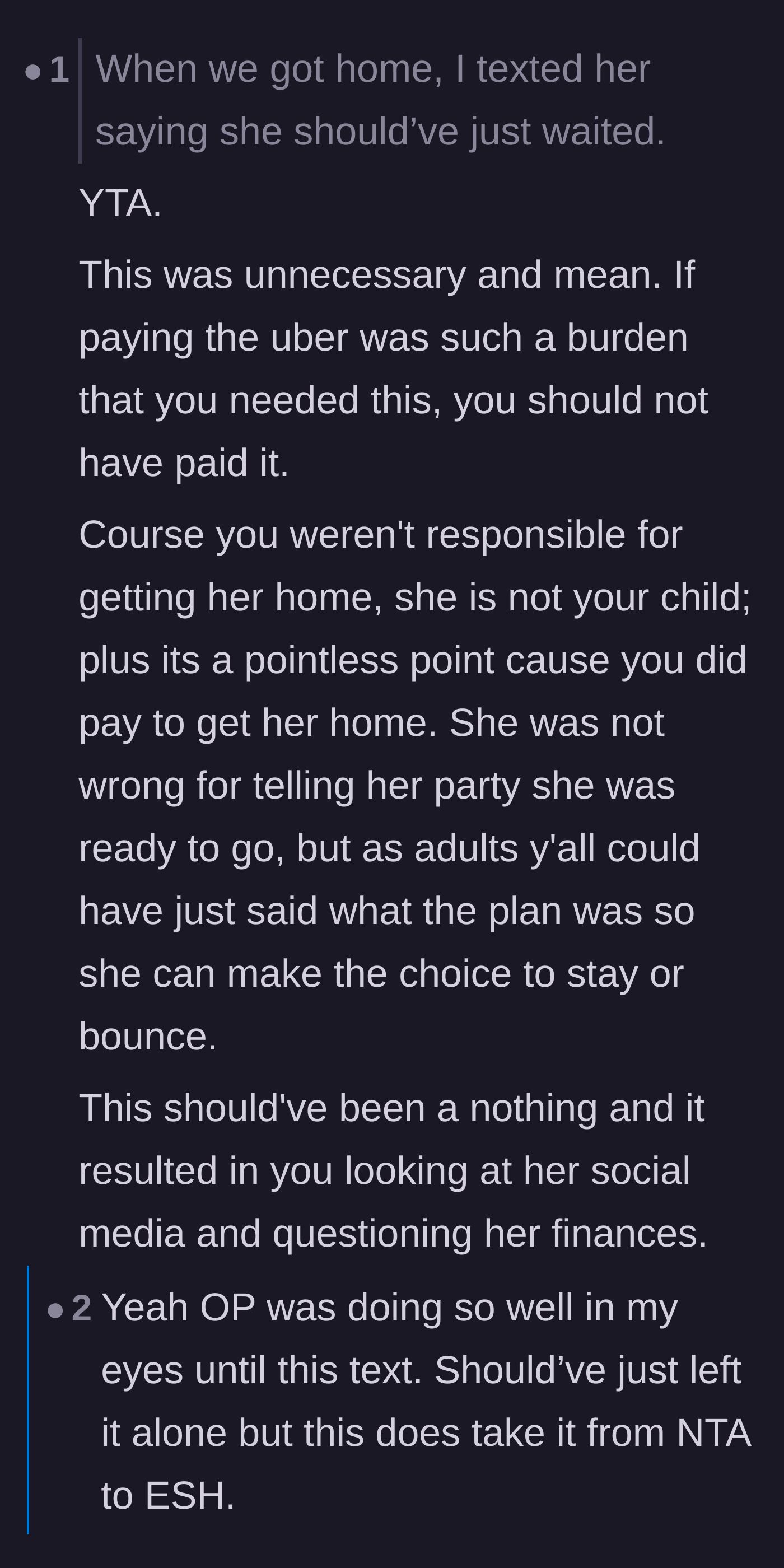 Comment thread 4 - A harsh critique calling the driver out for ruining their own good deed by starting an unnecessary fight