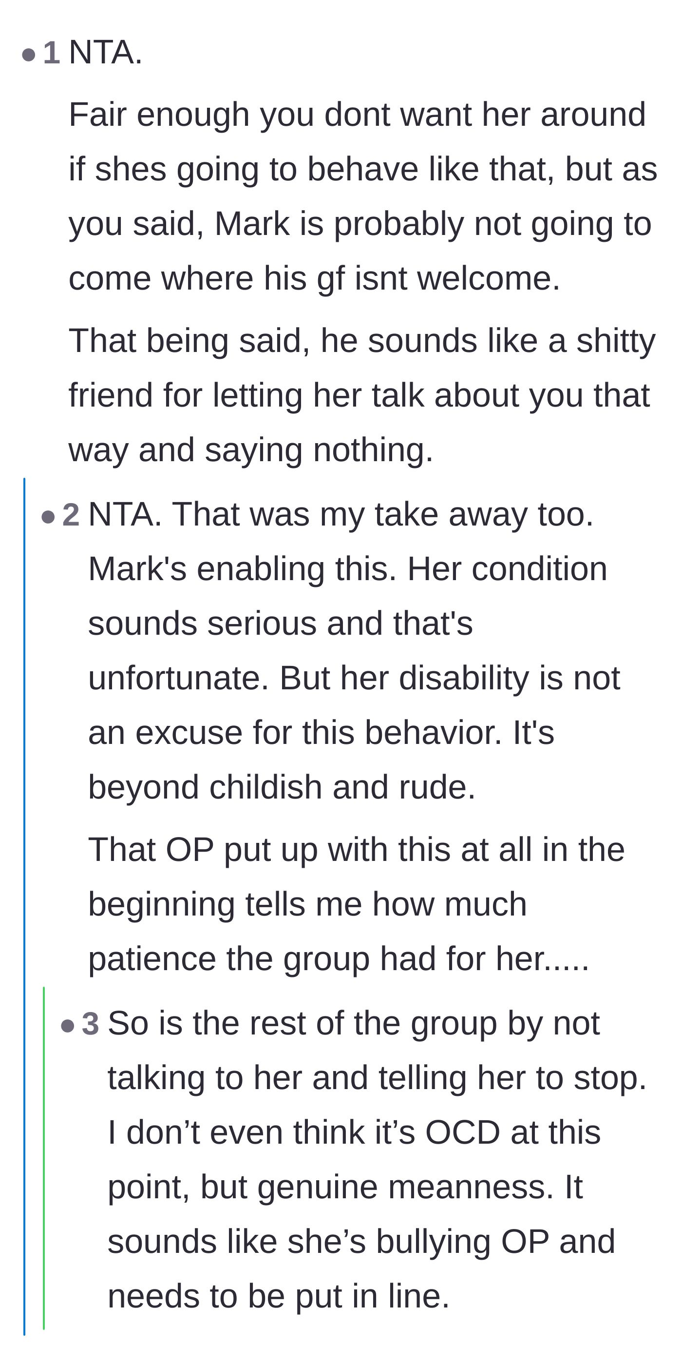 Comment thread 6 - Debate on how the friend group accidentally enabled the toxic behavior by staying quiet too long.