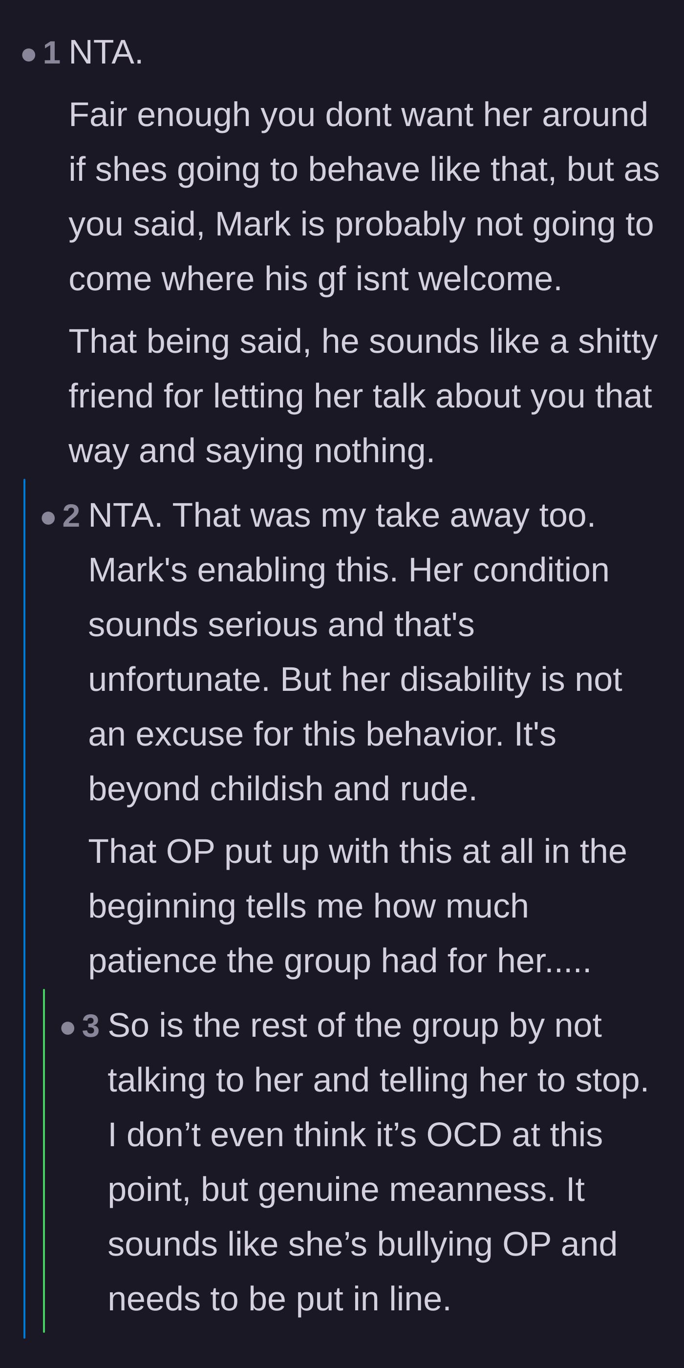Comment thread 6 - Debate on how the friend group accidentally enabled the toxic behavior by staying quiet too long.