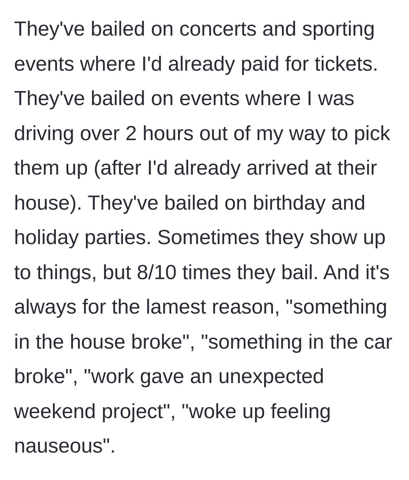 Story part 3 - A history of ruined concerts, wasted tickets, and driving two hours just to be stood up.
