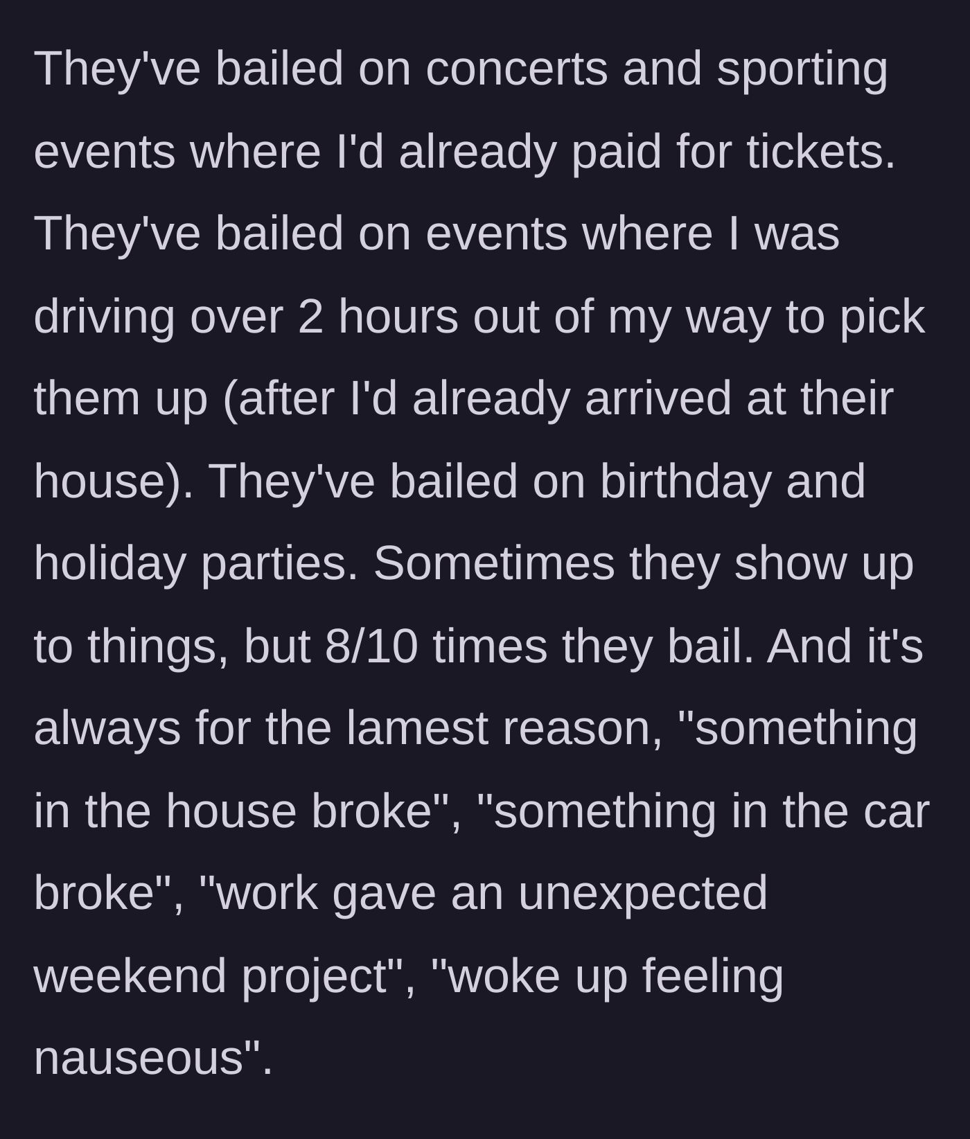 Story part 3 - A history of ruined concerts, wasted tickets, and driving two hours just to be stood up.