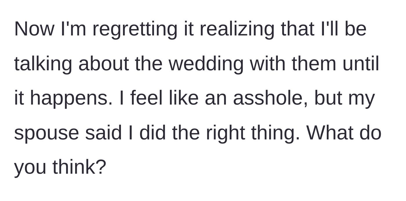 Story part 9 - The author feels guilty about the decision, but her spouse supports her.