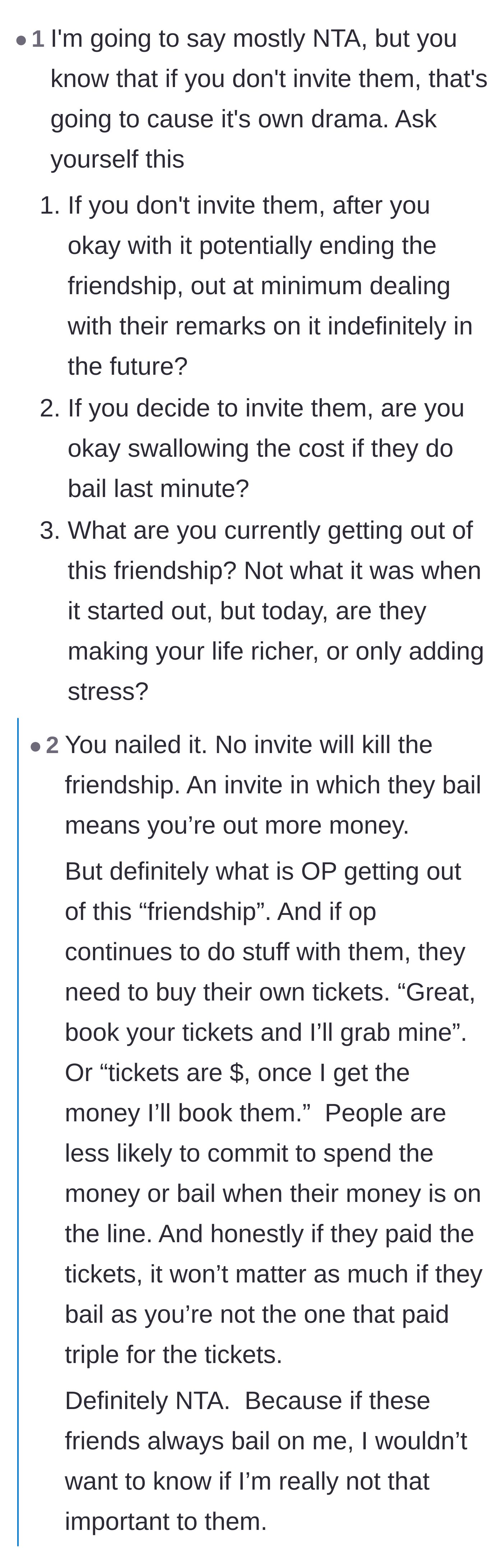 Comment thread 2 - A deep dive into the emotional and financial toll of keeping these friends in the bride's life.