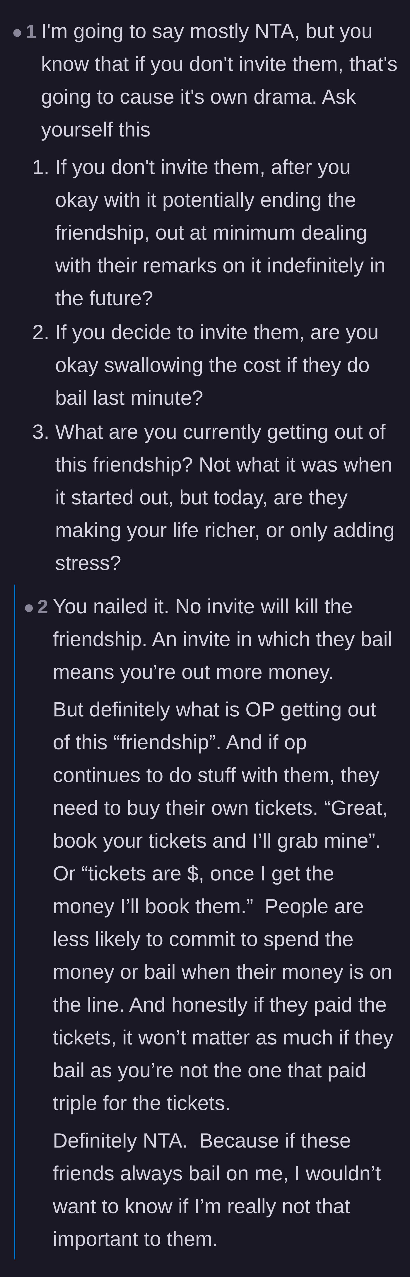 Comment thread 2 - A deep dive into the emotional and financial toll of keeping these friends in the bride's life.