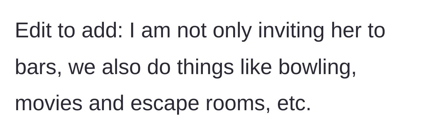 Story part 6 - A clarification that the invites were for a variety of fun activities, not just drinking.