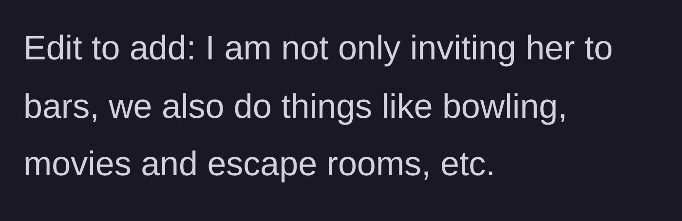 Story part 6 - A clarification that the invites were for a variety of fun activities, not just drinking.