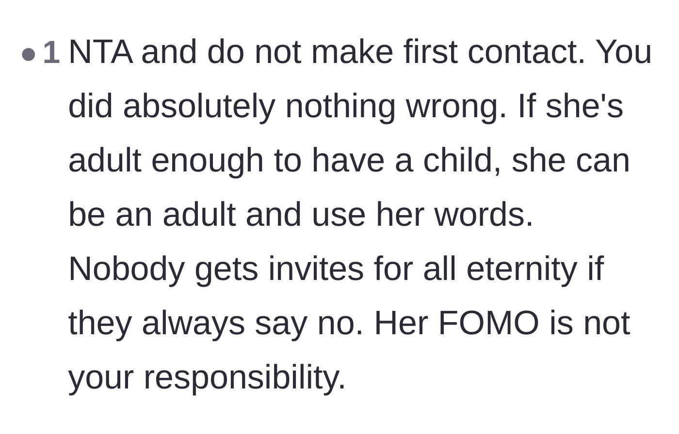 Comment thread 5 - A firm warning against making the first move to apologize or fix things.