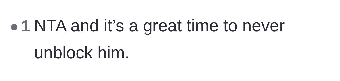 Comment thread 3 - A straightforward piece of advice urging the author to keep the boyfriend blocked permanently.
