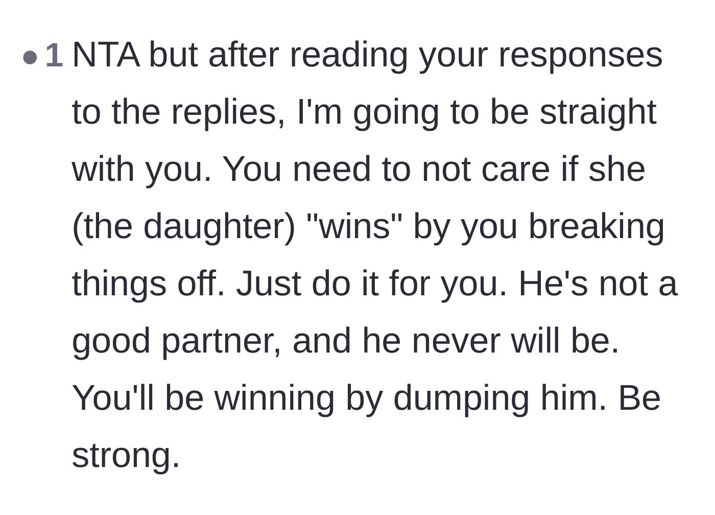 Comment thread 4 - Advice reminding the author that leaving the relationship is a personal victory, regardless of the stepdaughter's feelings.