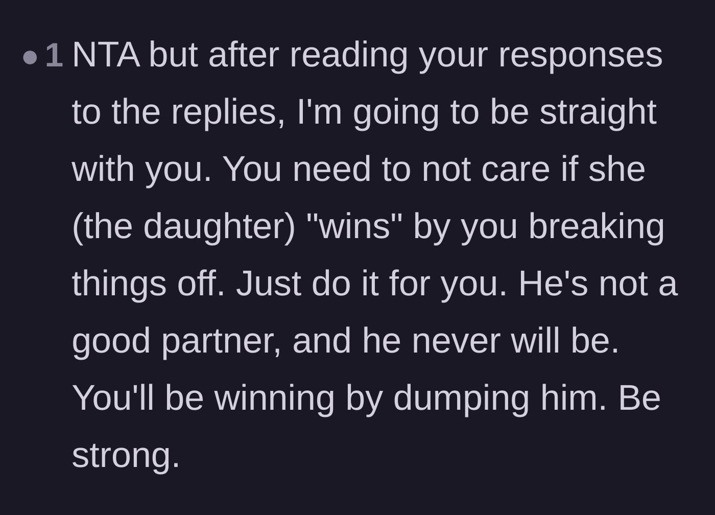 Comment thread 4 - Advice reminding the author that leaving the relationship is a personal victory, regardless of the stepdaughter's feelings.