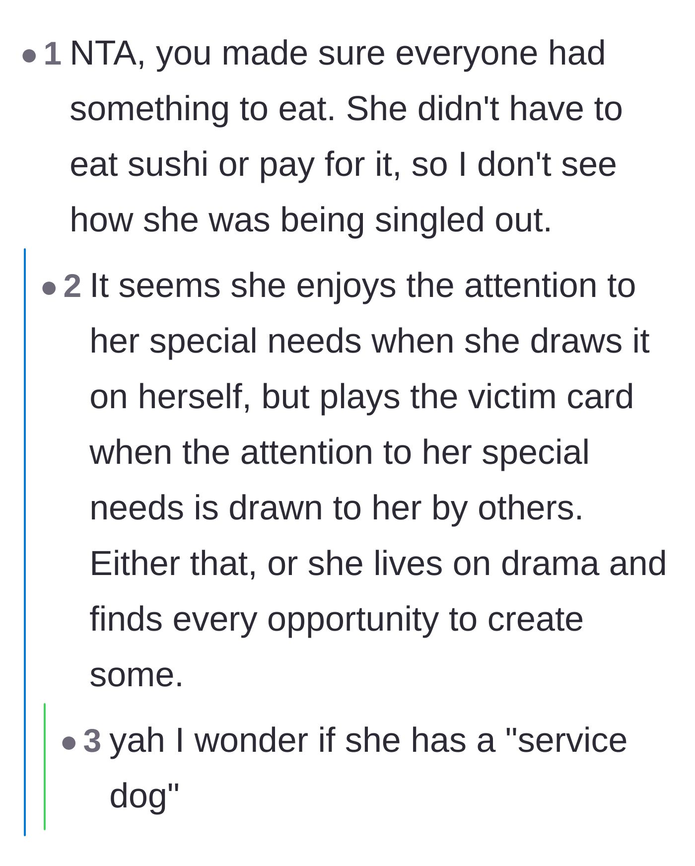 Comment thread 2 - Commenters pointing out that the friend wasn't singled out and is likely just playing the victim for attention.