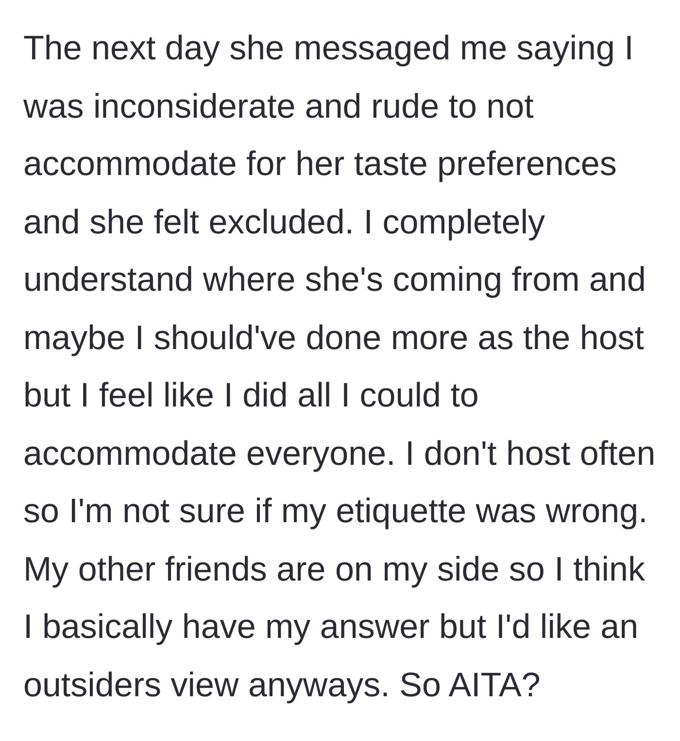 Story part 4 - The next day, Luna texts the host calling her rude and inconsiderate, leaving the host questioning her etiquette despite other friends supporting her.