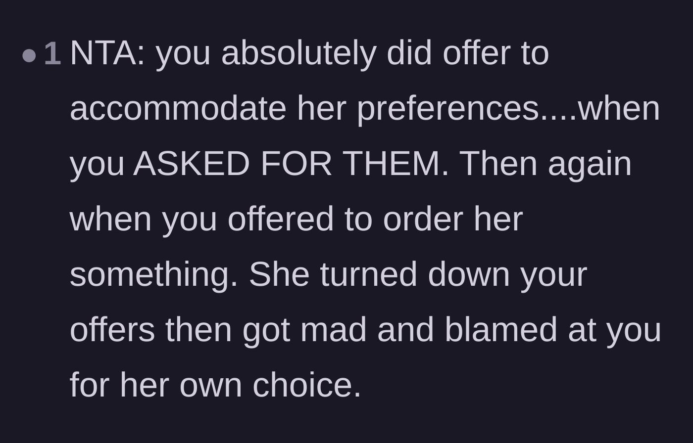 Comment thread 2 - Commenters highlight the hypocrisy of the guest turning down alternative food offers and then getting mad.