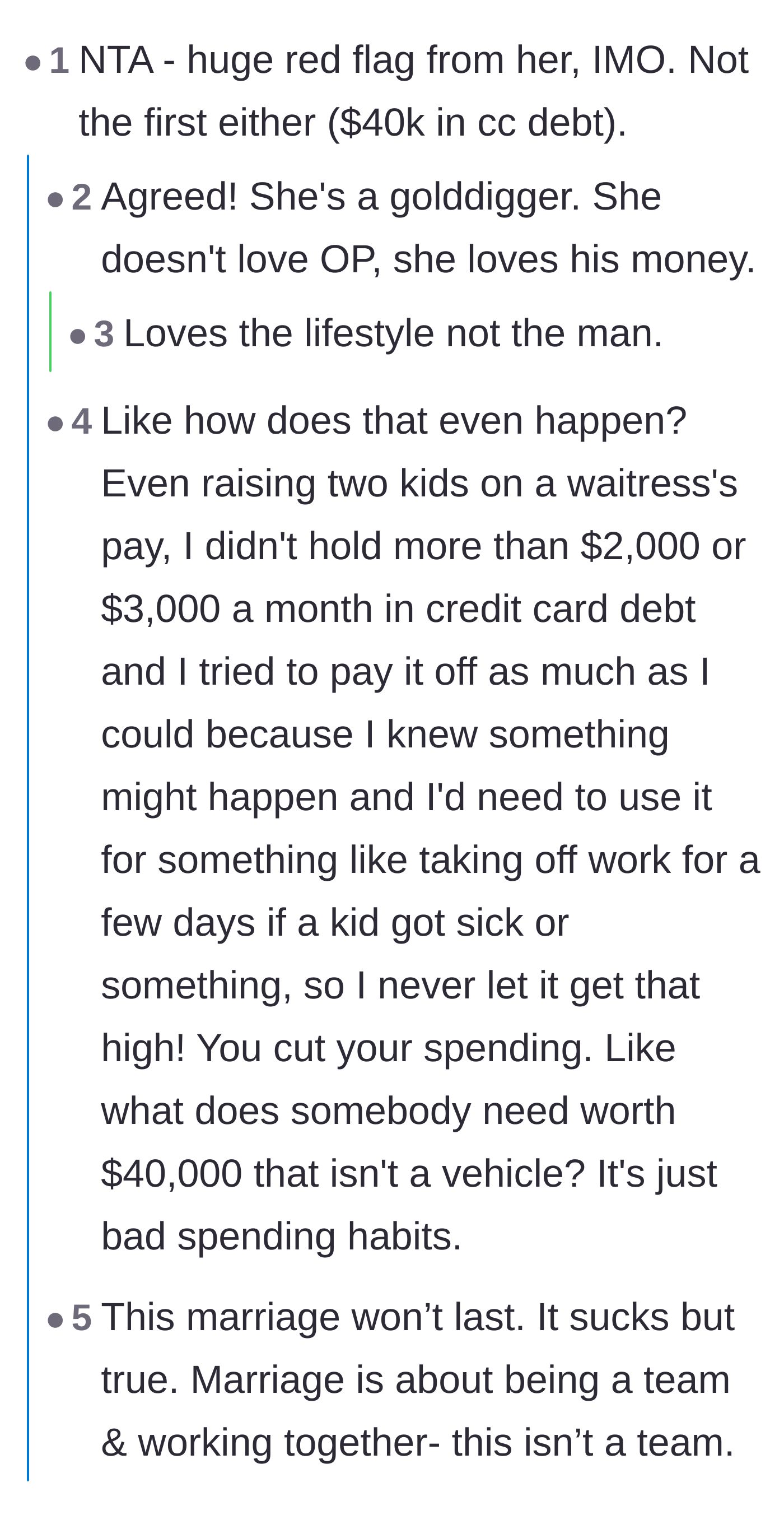 Comment thread 3 - A deep dive into how someone secretly accumulates $40,000 in credit card debt.