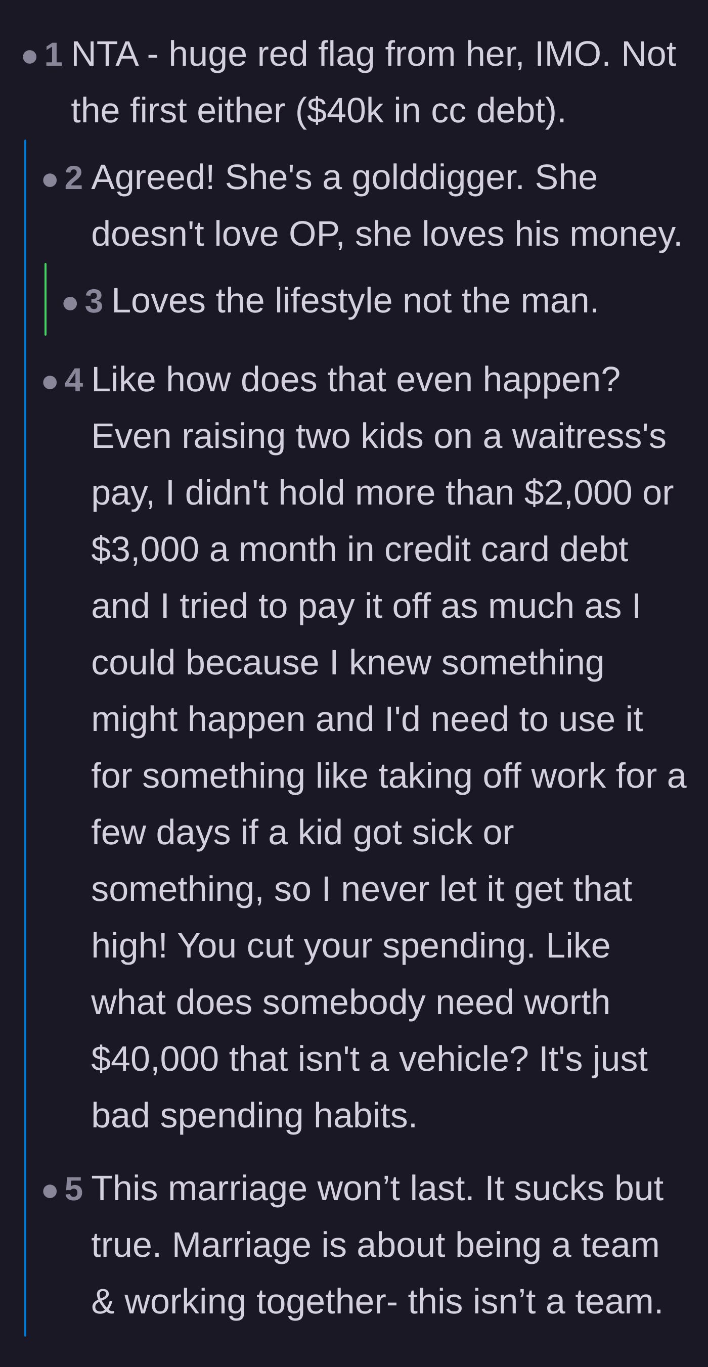 Comment thread 3 - A deep dive into how someone secretly accumulates $40,000 in credit card debt.
