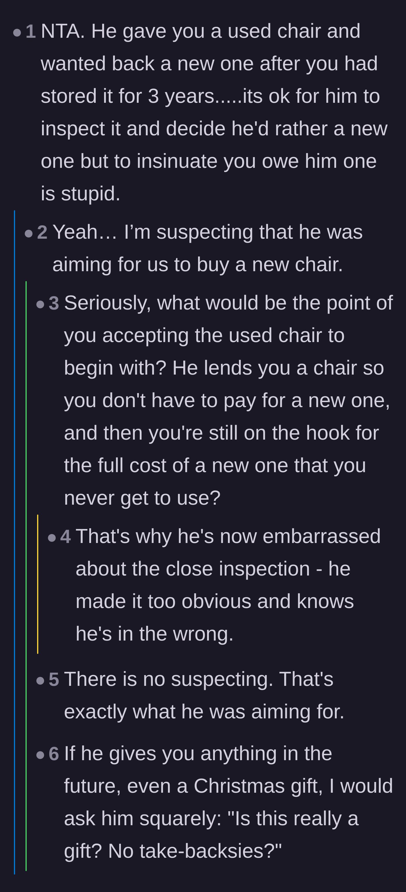 Comment thread 3 - Commenters pointing out the terrible return on investment of storing a used gift only to be expected to buy a new replacement.
