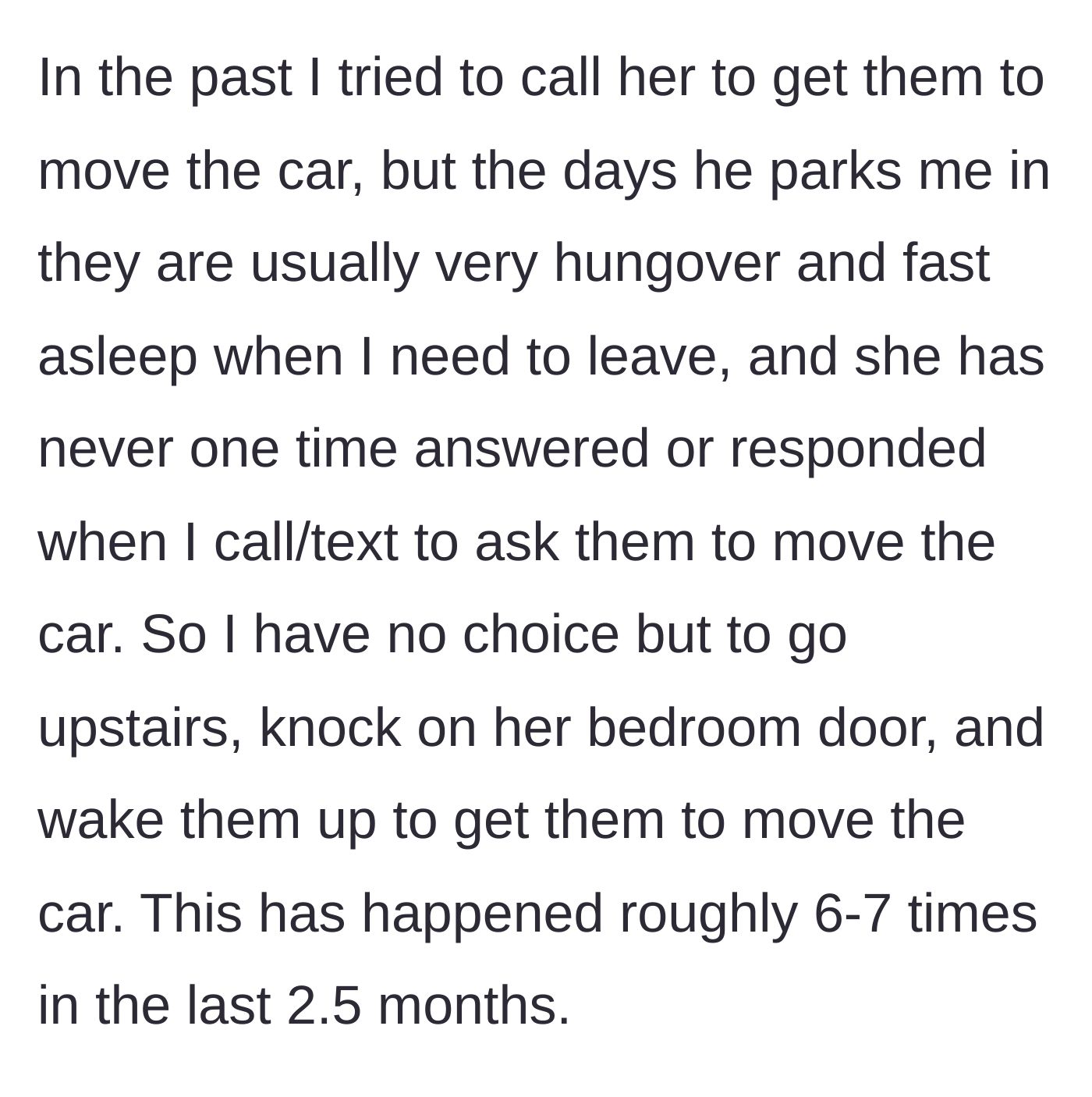 Story part 3 - Explaining the failed attempts to call and the grim necessity of knocking on the bedroom door to wake them up.