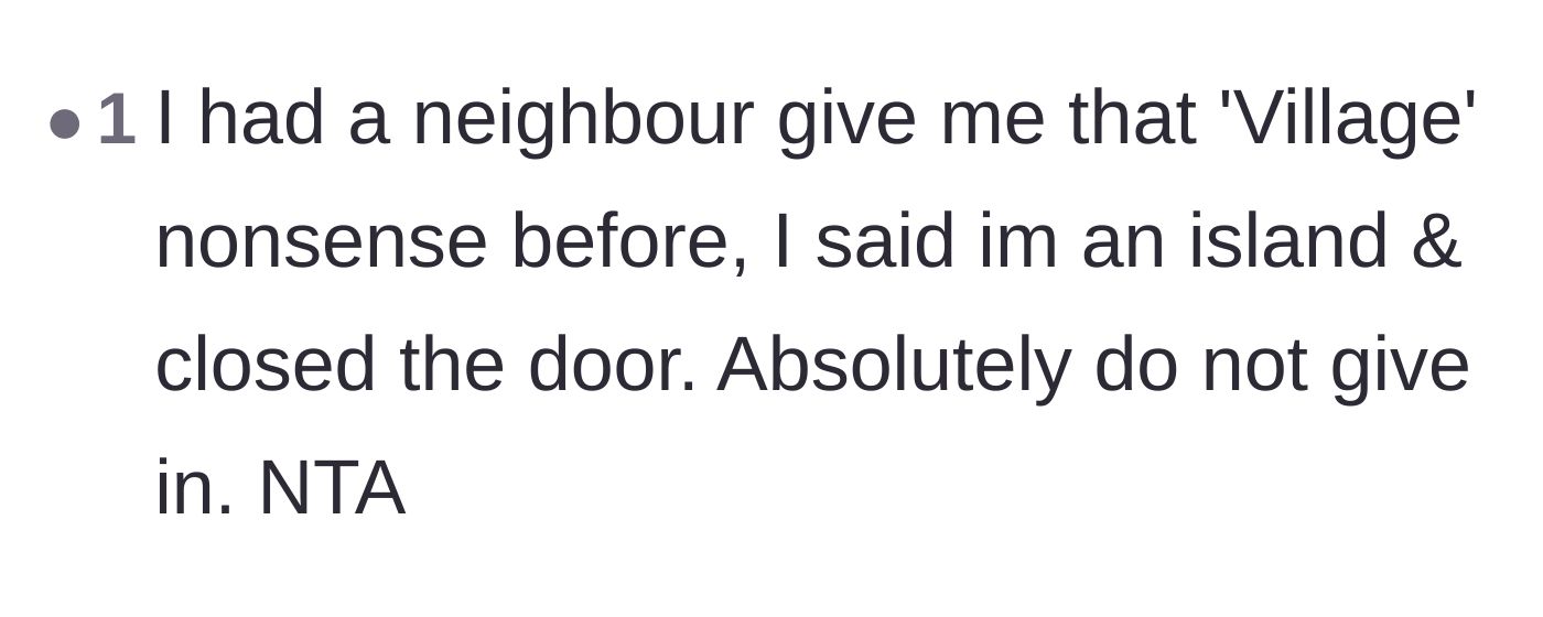 Comment thread 6 - A reader shares their own perfect mic-drop response to the 'it takes a village' entitlement.