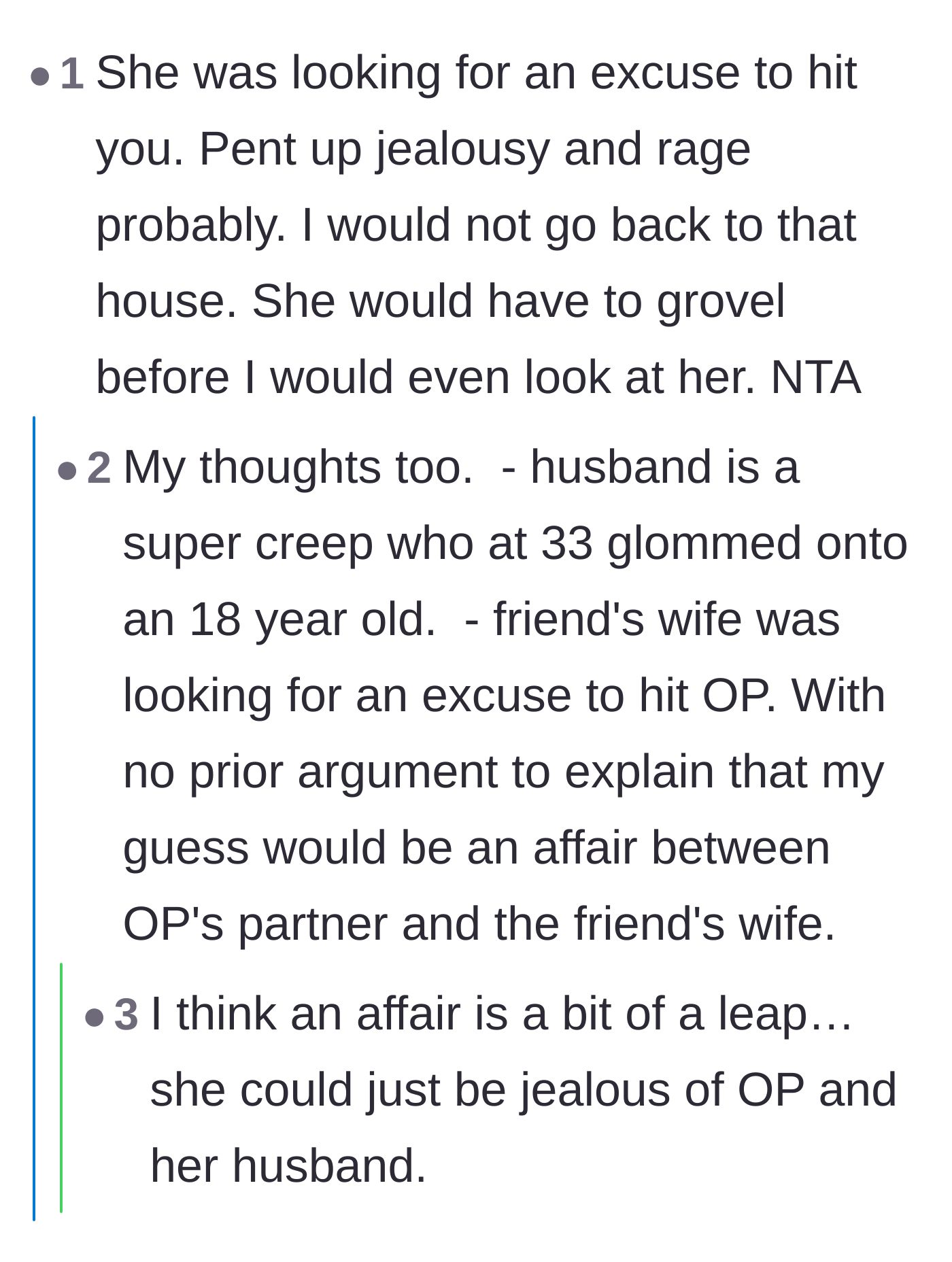 Comment thread 6 - Wild speculation about a secret affair leading to hilarious pushback against Reddit's tendency to make up drama.