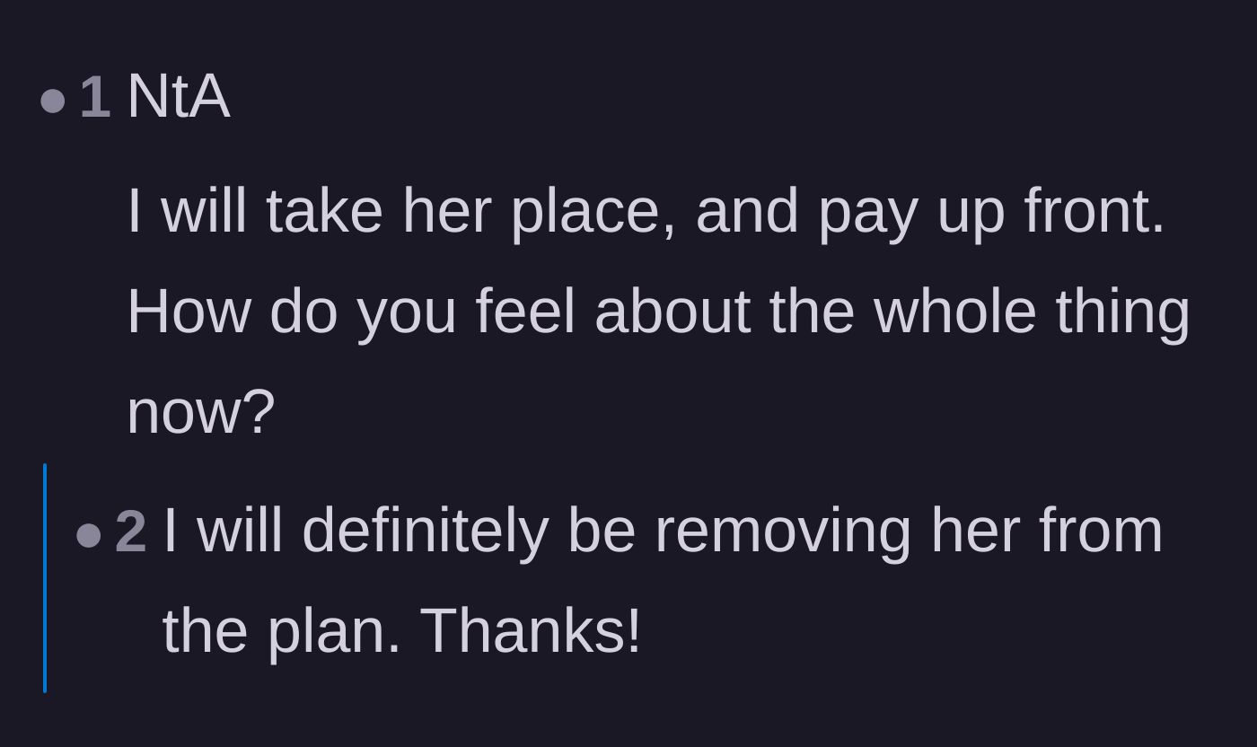 Comment thread 6 - A user offering to take the vacant subscription spot and pay upfront.