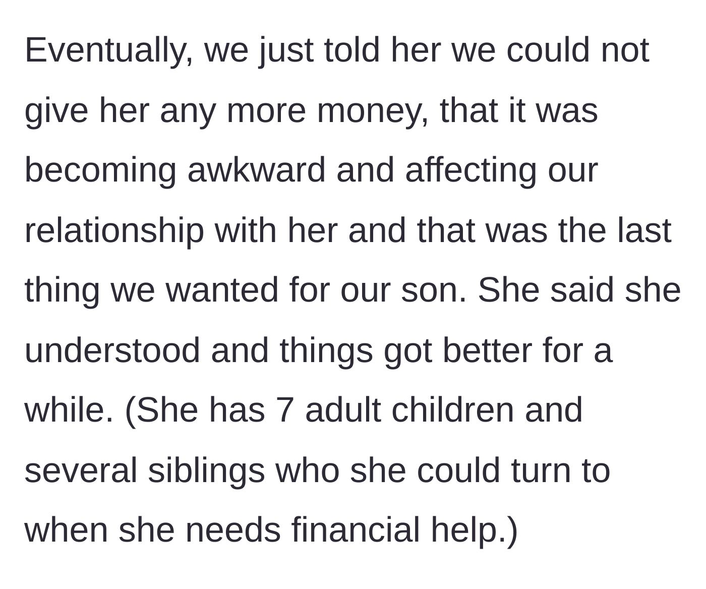 Story part 4 - The adoptive parents set a hard boundary and cut off the financial support.