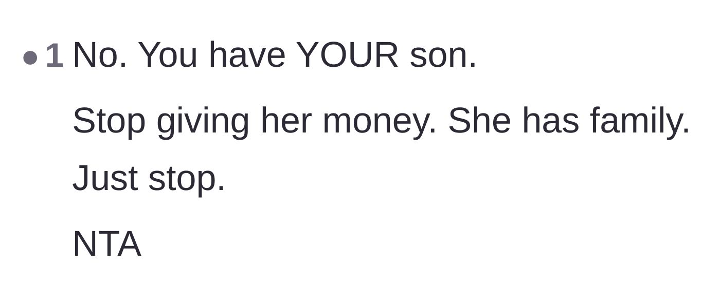 Comment thread 6 - A straightforward final verdict telling the adoptive mother to immediately stop sending money.