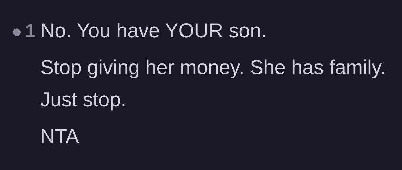 Comment thread 6 - A straightforward final verdict telling the adoptive mother to immediately stop sending money.
