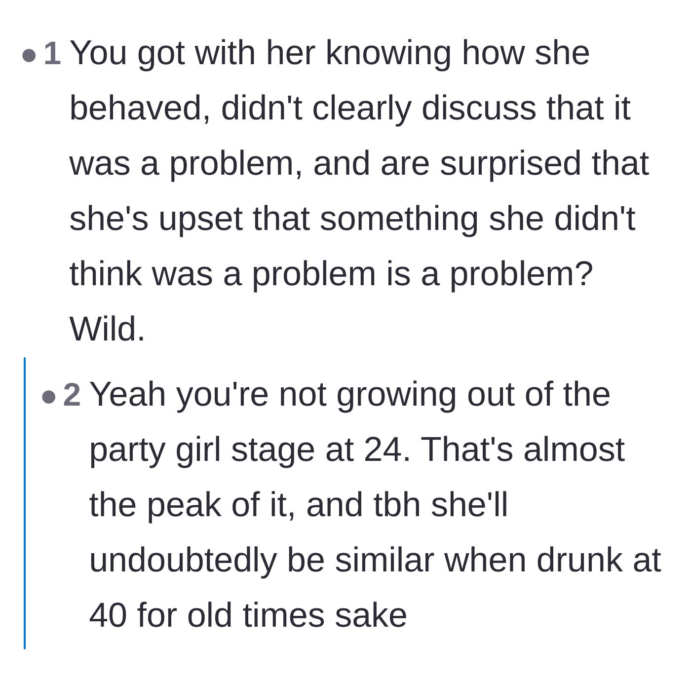 Comment thread 5 - Calling out the boyfriend for his lack of clear communication from the start.
