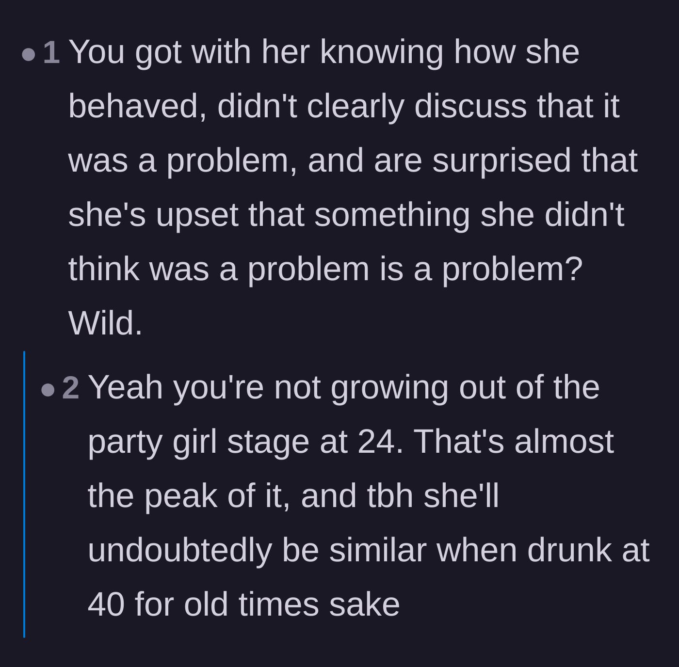 Comment thread 5 - Calling out the boyfriend for his lack of clear communication from the start.